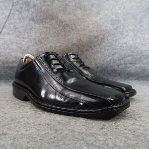 Stacy Adams Shoes Mens 7.5 Oxford Square Bicycle Toe Leather Retro Classic Black